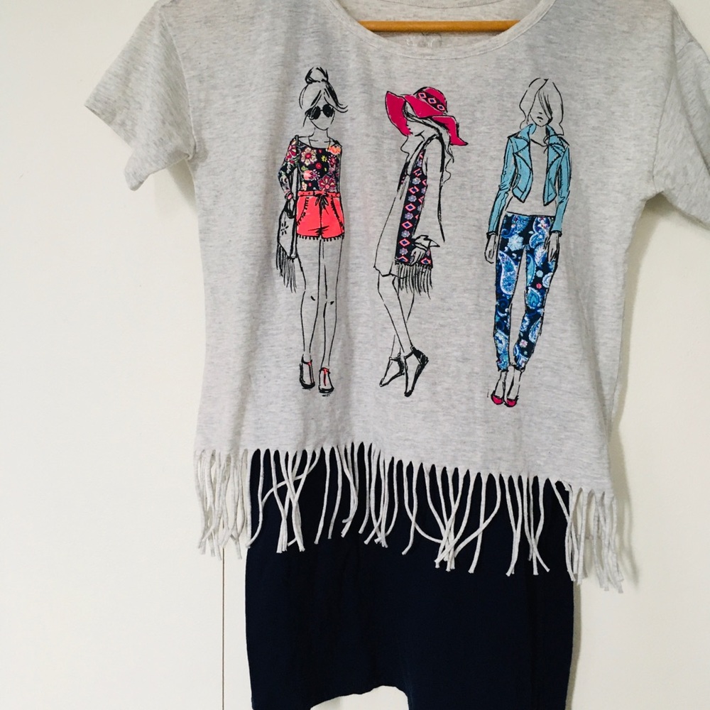 Girls crop over tank shirt